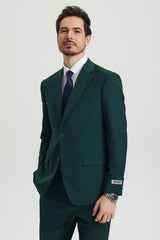 Trajes Elegantes Para Hombre - Trajes De Vestir - Mens Two Button Vested Stacy Adams Hunter Green Designer Suit