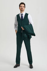 Trajes Elegantes Para Hombre - Trajes De Vestir - Mens Two Button Vested Stacy Adams Hunter Green Designer Suit