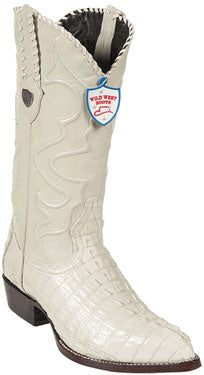 Wild West J-Toe Cream ~ Ivory ~ Off White Caiman ~ World Best Alligator ~ Gator Skin Tail Cowboy Boots