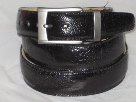 Men's Genuine Authentic Black Ostrich Leg Belt