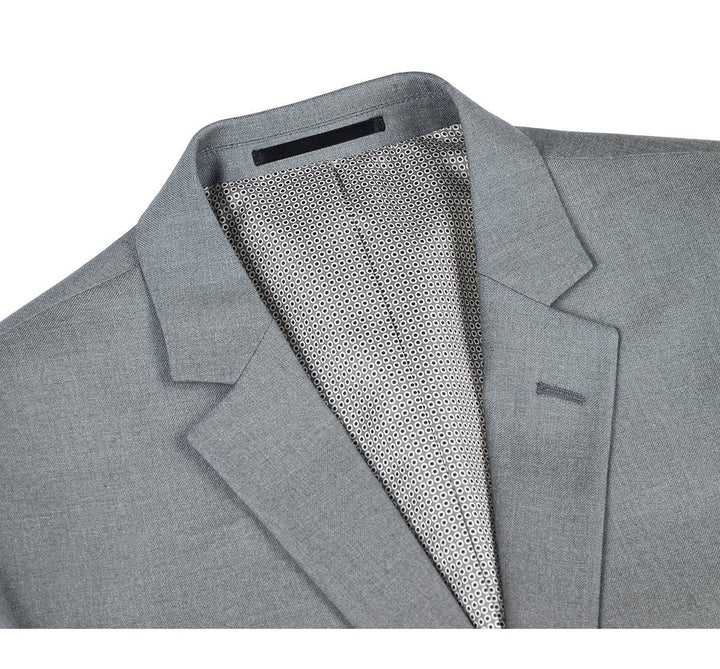 Traje gris claro - Traje gris plateado para boda - Traje de hombre de dos botones, corte ajustado, con bolsillos en gris claro