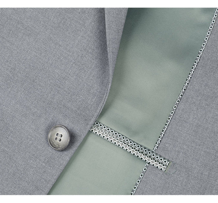 Traje gris claro - Traje gris plateado para boda - Traje de hombre de dos botones, corte ajustado, con bolsillos en gris claro