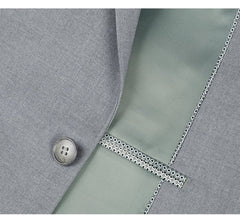 Traje gris claro - Traje gris plateado para boda - Traje de hombre de dos botones, corte ajustado, con bolsillos en gris claro