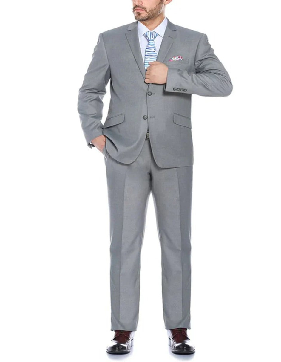 Traje gris claro - Traje gris plateado para boda - Traje de hombre de dos botones, corte ajustado, con bolsillos en gris claro