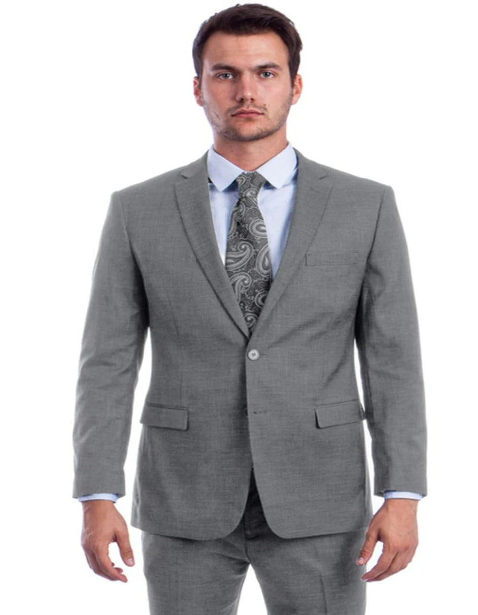 Traje gris claro - Traje gris plateado para boda - Traje de verano de lino gris claro de corte moderno con dos botones para hombre