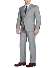 Traje gris claro - Traje gris plateado para boda - Traje de hombre básico de dos botones ajustado de lana con chaleco opcional gris claro