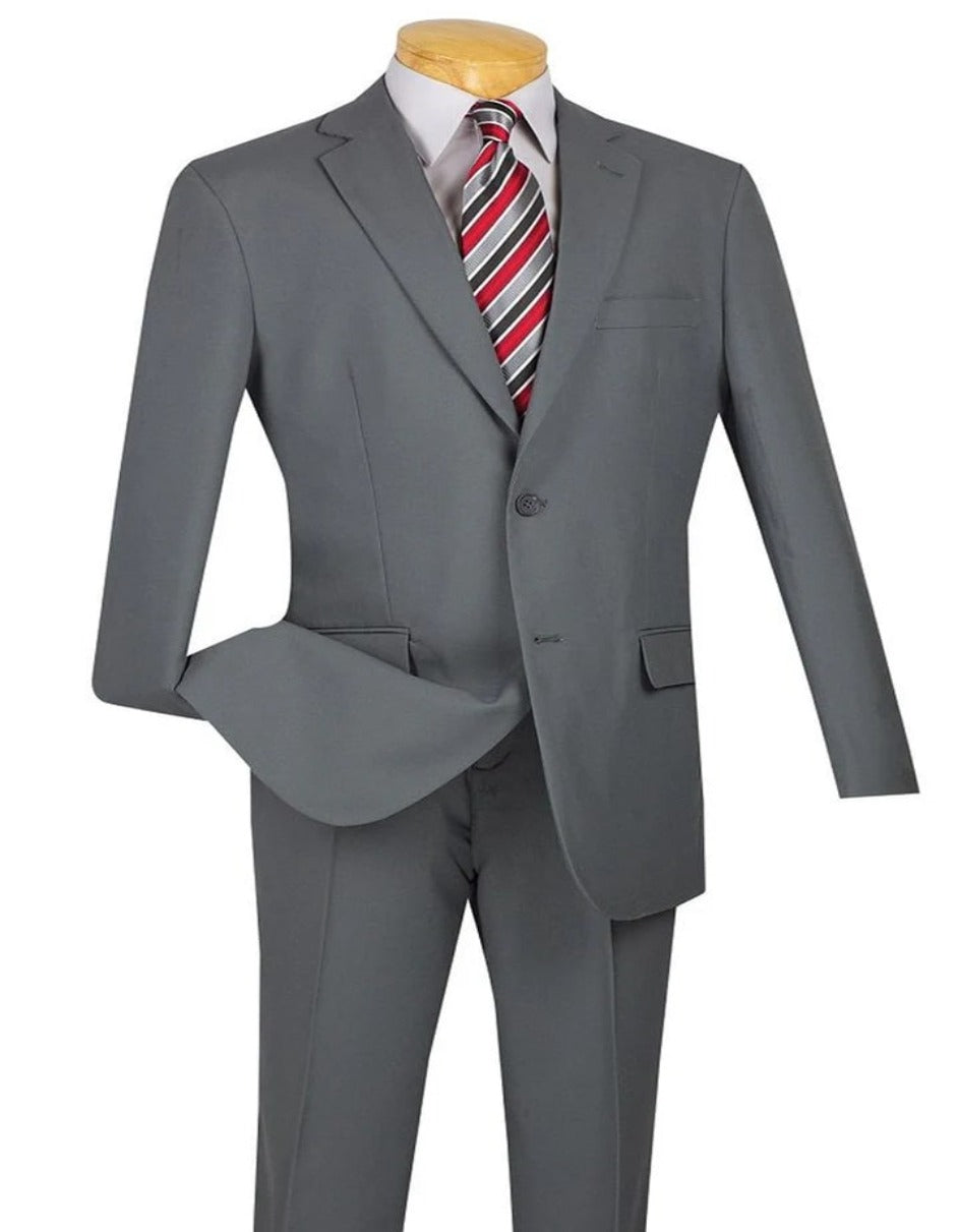 Light Grey Suit - Silver Gray Suit For Wedding - Mens Modern Fit Two Button Light Grey Poplin Suit