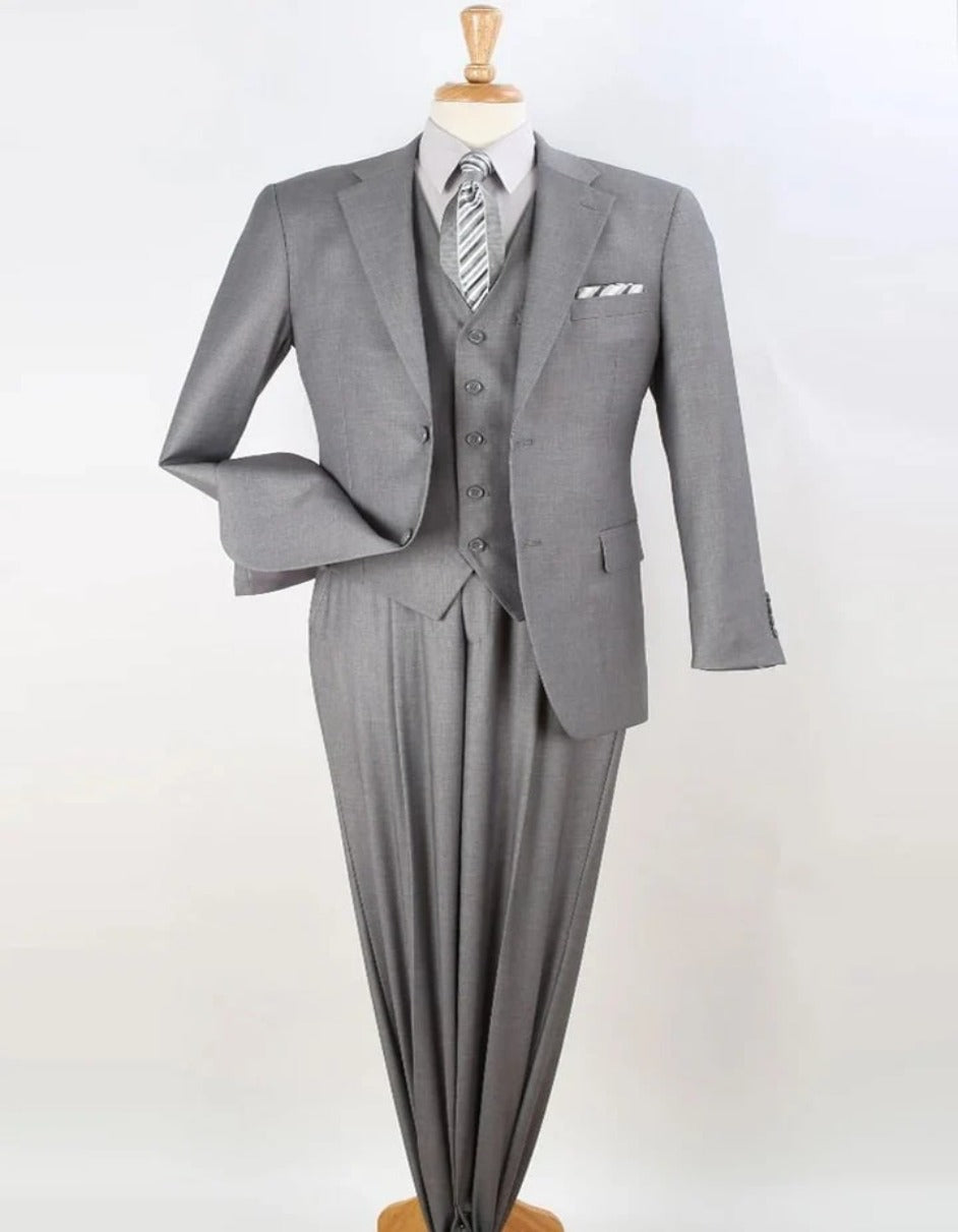 Traje gris claro - Traje gris plateado para boda - Traje gris claro con dos botones y corte clásico para hombre