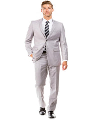 Traje gris claro - Traje gris plateado para boda - Traje de boda gris claro básico de 2 botones y corte ajustado para hombre