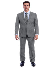 Traje gris claro - Traje gris plateado para boda - Traje de verano de lino gris claro de corte moderno con dos botones para hombre