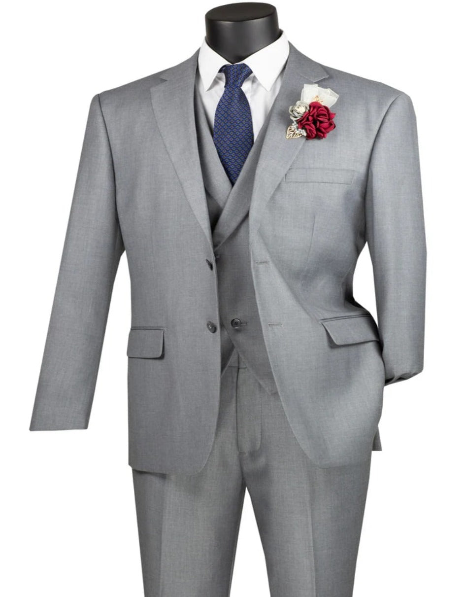 Traje gris claro - Traje gris plateado para boda - Traje de hombre de corte moderno de dos botones con solapa de pico cruzada Chaleco gris claro