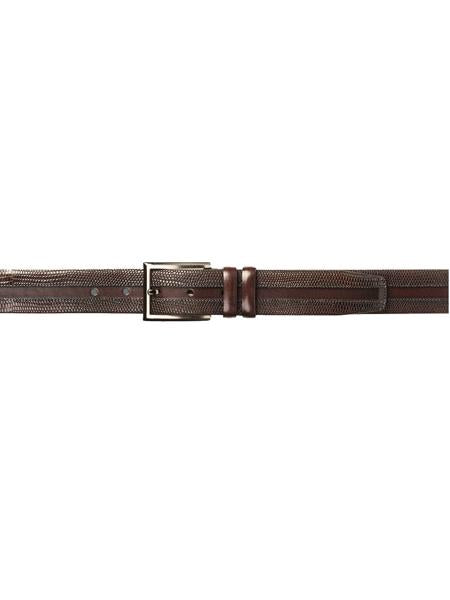 Mezlan Belts Brand Men's Genuine Lizard / Calfskin Cognac Skin Belt