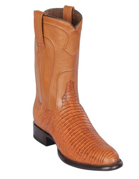 Los Altos Boots Men's Lizard Teju Roper Western Boots Antique Saddle