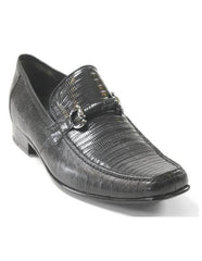 Men's Black Genuine Teju Lizard Skin Slip-On By Los Altos Boots