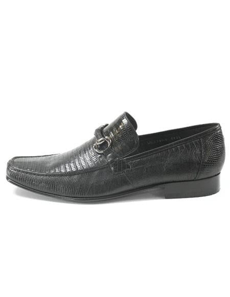 Men's Black Genuine Teju Lizard Skin Slip-On By Los Altos Boots