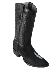 Los Altos Boots Single Stone Stingray R-Toe Black Cowboy Botas De Mantarraya - Mantarraya Boots