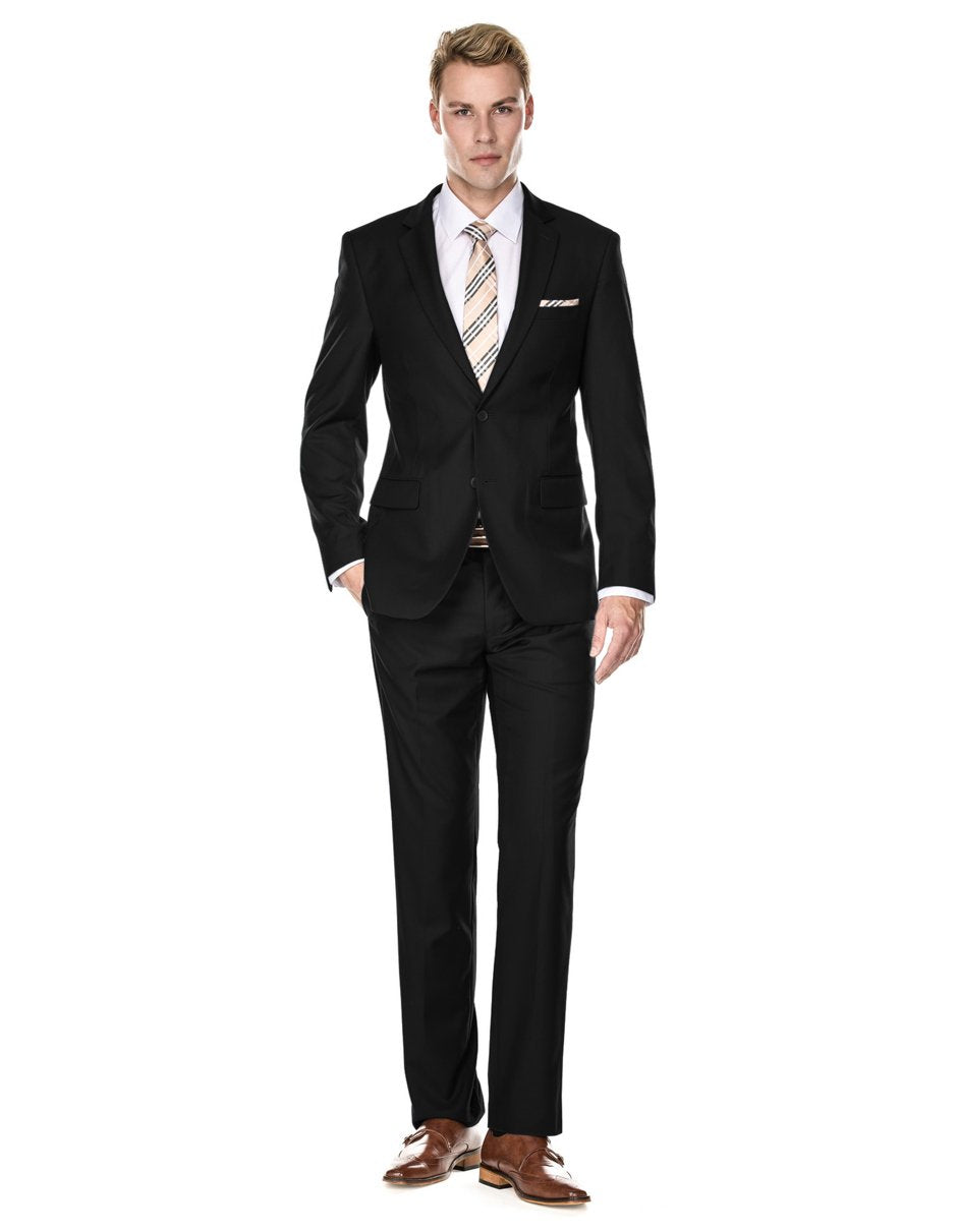 Trajes De Dombre Para Boda - Trajes De Novio - Traje Para Hombre - Solid Black Fit Suit