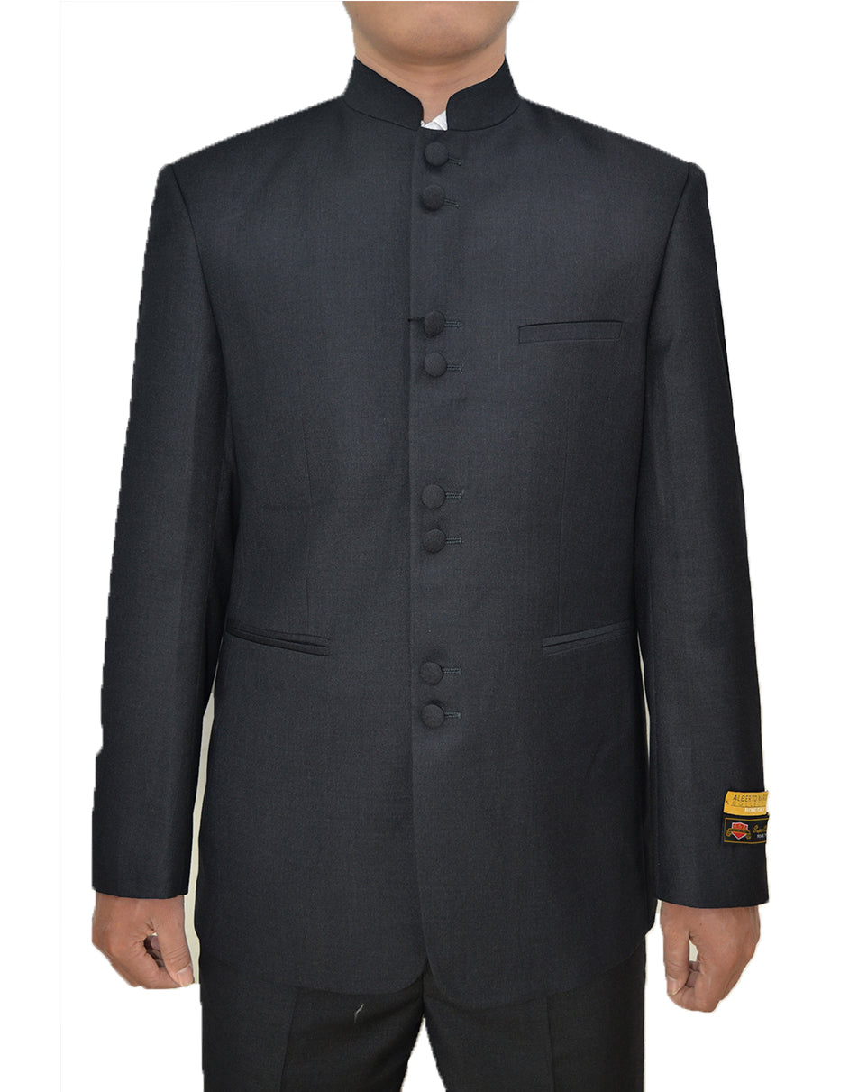 Trajes De Dombre Para Boda - Trajes De Novio - Traje Para Hombre - Black Mandarin Suit