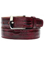 Men's Authentic Genuine Skin Italian Nino Genuine Ostrich Leg Antique Red Belt