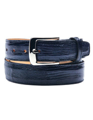 Men's Authentic Genuine Skin Italian Pasta Genuine Lizard Navy Belt