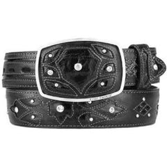 Men's Black Original Eel Skin Fashion Western Belt