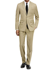 Traje ajustado para hombre color beige