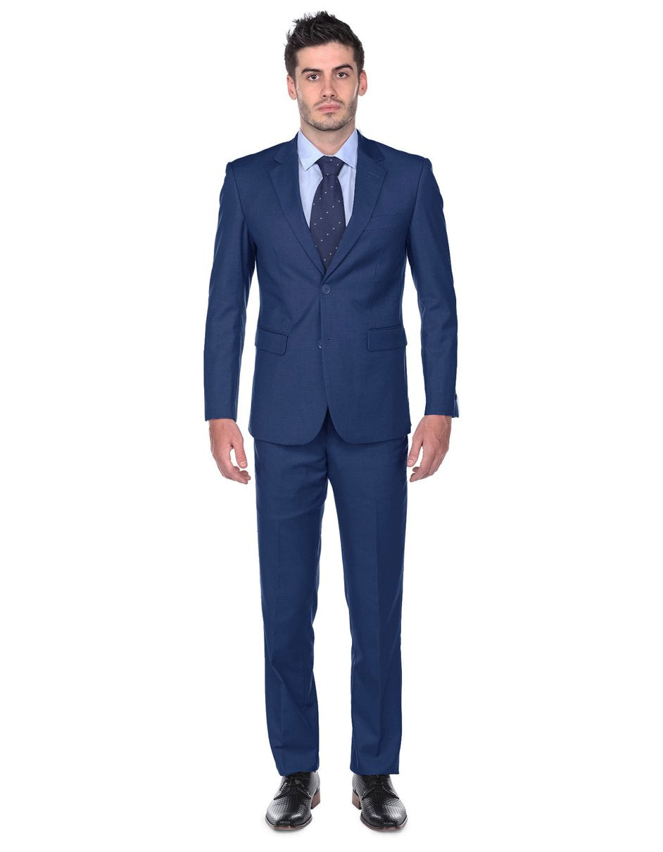 Traje plisado - Trajes de hombre con pantalón plisado - Traje azul índigo de corte regular