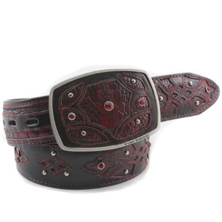 Cinto De Avestruz - Cinto Vaquero King Exotic Black Cherry Belt Genuine Ostrich