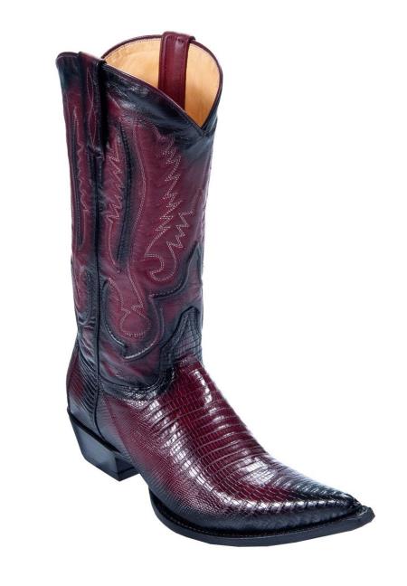 Men's Los Altos Boots Genuine Teju Lizard Faded Burgundy ~ Wine ~ Maroon Color Dress Cowboy Boot Cheap Priced For Sale Online With Cowboy Heel