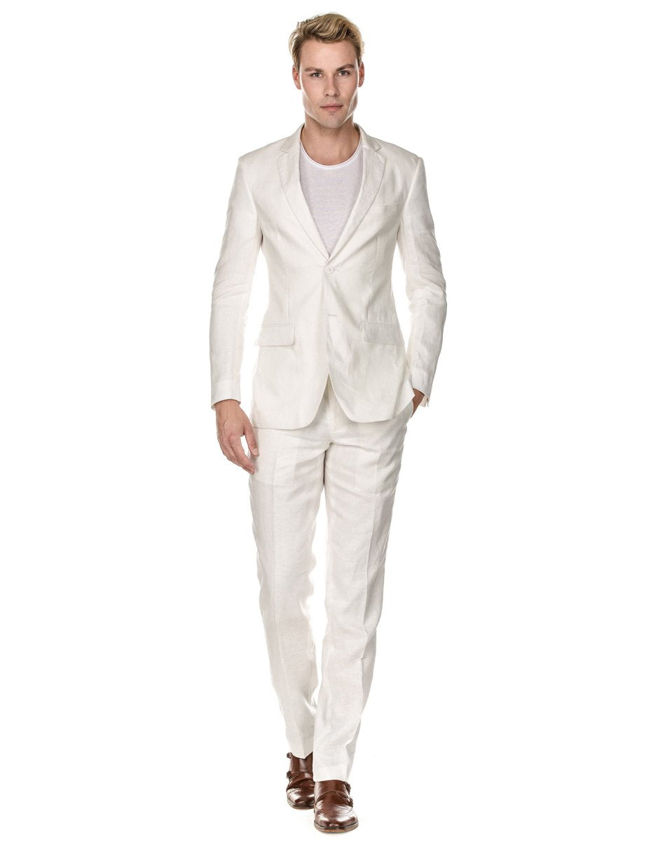 Trajes De Dombre Para Boda - Trajes De Novio - Traje Para Hombre - White Regular Fit Suit