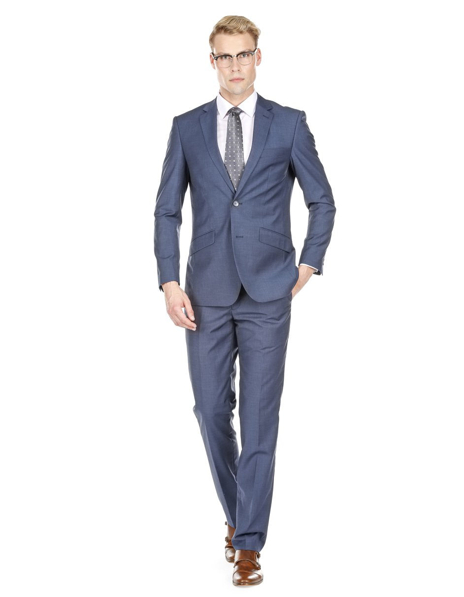 Trajes De Dombre Para Boda - Trajes De Novio - Traje Para Hombre - Indigo Blue Textured Suit