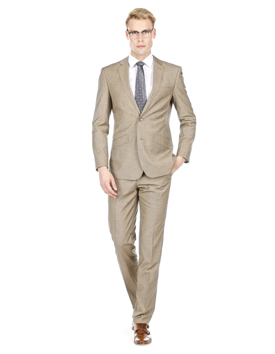 Trajes De Dombre Para Boda - Trajes De Novio - Traje Para Hombre - Light Taupe Textured Suit