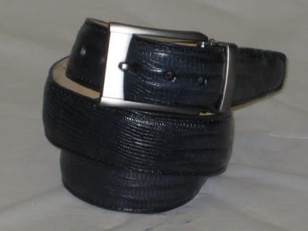 Men's Genuine Authentic Navy Blue Lizard Belt