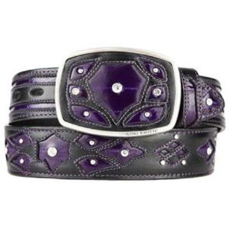 Men's Purple Original Eel Skin Fashion Western Belt