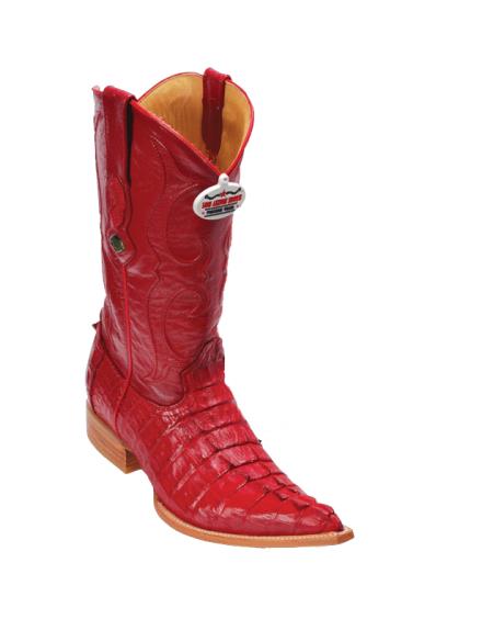 Los Altos Boots Red Caiman ~ World Best Alligator ~ Gator Skin Tail Cowboy Boots