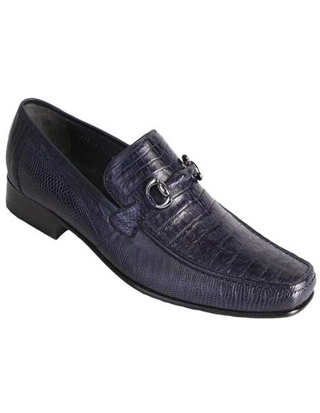 Mens Navy Genuine Caiman Belly And Lizard Slip On By Los Altos