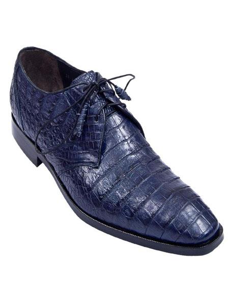 Mens Los Altos Navy Genuine Crocodile Caiman Belly Oxford