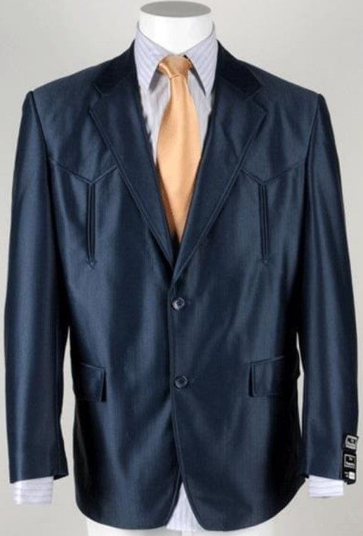 Trajes Vaqueros Para Boda - Traje Vaquero Para Hombre - Two Button Notch Label Navy Suit