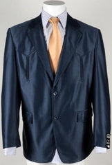 Trajes Vaqueros Para Boda - Traje Vaquero Para Hombre - Two Button Notch Label Navy Suit