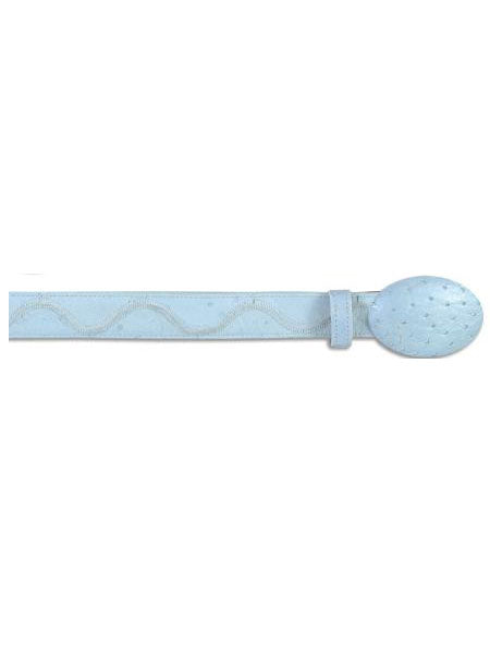 Cinto De Avestruz - Cinto Vaquero All-Over Genuine Ostrich Baby Blue Belt