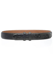 Men's Genuine Ostrich Quill Smooth Skin Black Belt