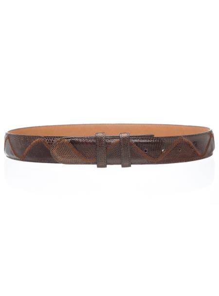 Men's Patchwork Genuine Lizard Skin Belt Nicotine