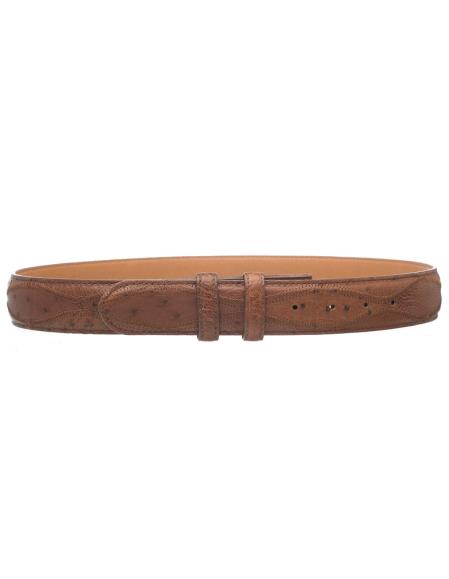 Kango Men's Patchwork Genuine Ostrich Quill Skin Belt