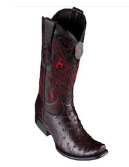 Los Altos Boots Men's Ostrich Black Cherry Cowboy Boots - H79 Dubai Toe - Botas De Avestruz