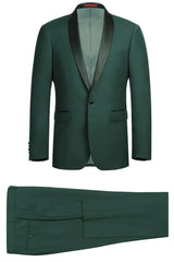 Trajes De Hombre Para Boda - Trajes Para Novio - Hunter Green Fully Lined Suit