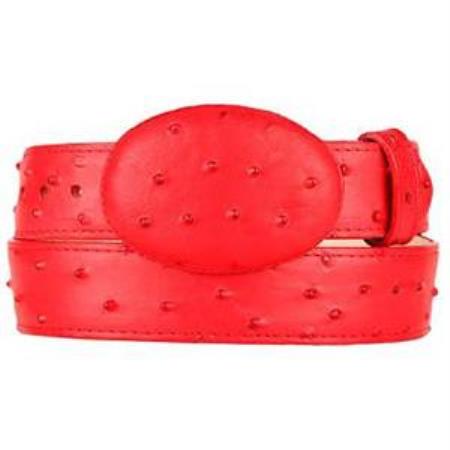 Cinto De Avestruz - Cinto Vaquero Mens Red Ostrich Print Western Style Belt