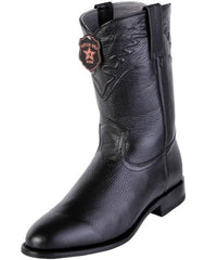 Men's Handcrafted Black Los Altos Boots Roper Toe Style Genuine Elk Leather Dress Cowboy Boot Cheap Priced For Sale Online