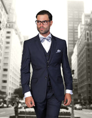 Trajes De Dombre Para Boda - Trajes De Novio - Traje Para Hombre - Navy Vested Suit