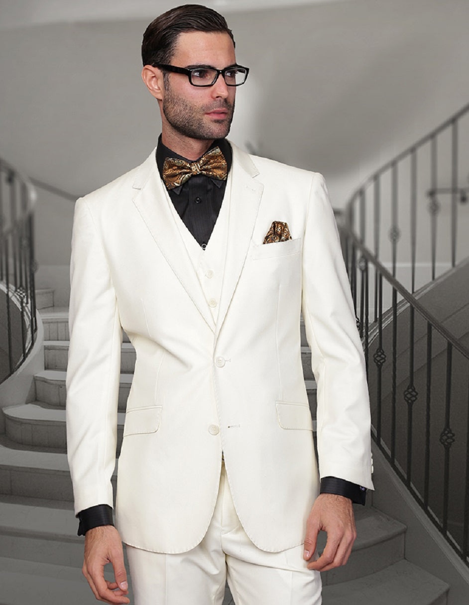 Trajes De Dombre Para Boda - Trajes De Novio - Traje Para Hombre - Ivory Vested Suit