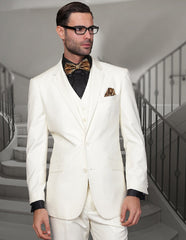 Trajes De Dombre Para Boda - Trajes De Novio - Traje Para Hombre - Ivory Vested Suit